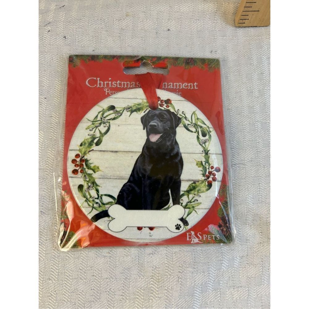 Black Labrador dog ceramic Christmas ornament‎ new
